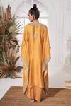 Shop_Stotram_Yellow Dupion Silk Embroidered Pearl Round Sequin Kaftan And Skirt Set _at_Aza_Fashions