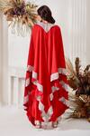 Shop_Stotram_Red Silk Embroidered Dori Round Draped Skirt Set _at_Aza_Fashions