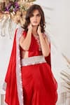 Shop_Stotram_Red Silk Embroidered Dori Round Draped Skirt Set _Online_at_Aza_Fashions