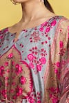 Aryavir Malhotra_Multi Color Soft Silk Printed Floral Motifs Notched Front Tie-up Kaftan _at_Aza_Fashions