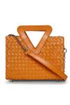 Buy_Born Flash_Brown Abutilon Woven Sling Bag _at_Aza_Fashions