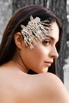 Buy_Born Flash_Silver Crystals, Sequins Belen Hair Comb _at_Aza_Fashions