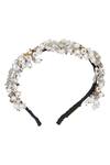 Shop_Born Flash_Silver Pearls, Beads, Sequins Akshara Hairband _at_Aza_Fashions