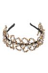 Shop_Born Flash_Gold Crystal And Beads Alessia Hairband _at_Aza_Fashions