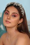 Shop_Born Flash_Silver Crystals, Sequins, Pearls Birdie Hairband _at_Aza_Fashions