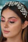 Born Flash_Silver Crystals, Sequins, Pearls Birdie Hairband _Online_at_Aza_Fashions