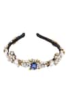 Shop_Born Flash_Silver Crystals, Beads Elizabeth Hairband _at_Aza_Fashions