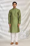 Arihant Rai Sinha_Green Art Silk Printed Bandhani Kurta Set _Online_at_Aza_Fashions