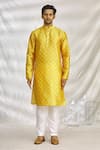 Arihant Rai Sinha_Yellow Art Silk Printed Bandhani Kurta Set _Online_at_Aza_Fashions