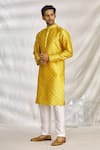 Buy_Arihant Rai Sinha_Yellow Art Silk Printed Bandhani Kurta Set _Online_at_Aza_Fashions