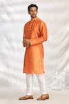 Buy_Arihant Rai Sinha_Orange Art Silk Printed Bandhani Kurta Set _at_Aza_Fashions