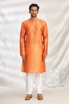 Arihant Rai Sinha_Orange Art Silk Printed Bandhani Kurta Set _Online_at_Aza_Fashions