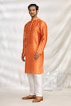 Buy_Arihant Rai Sinha_Orange Art Silk Printed Bandhani Kurta Set _Online_at_Aza_Fashions