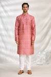 Arihant Rai Sinha_Brown Art Silk Printed Floral Kurta Set _Online_at_Aza_Fashions