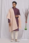 Shop_Ekam By Manish_Peach Geometric Chanderi Banarasi Brocade Stole _at_Aza_Fashions