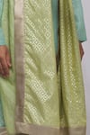 Shop_Ekam By Manish_Green Geometric Chanderi Banarasi Brocade Stole _Online_at_Aza_Fashions