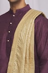 Buy_Ekam By Manish_Gold Geometric Chanderi Banarasi Brocade Stole _Online_at_Aza_Fashions