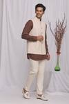 Buy_Ekam By Manish_White Silk Blend Embroidered Geometric Bundi And Shirt Set _at_Aza_Fashions