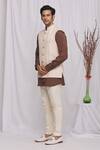 Ekam By Manish_White Silk Blend Embroidered Geometric Bundi And Shirt Set _Online_at_Aza_Fashions
