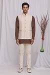 Buy_Ekam By Manish_White Silk Blend Embroidered Geometric Bundi And Shirt Set _Online_at_Aza_Fashions