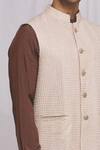 Ekam By Manish_White Silk Blend Embroidered Geometric Bundi And Shirt Set _at_Aza_Fashions