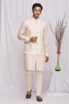 Buy_Ekam By Manish_White Semi Silk Moonga Printed Floral Nehru Jacket  _at_Aza_Fashions