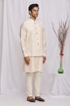 Ekam By Manish_White Semi Silk Moonga Printed Floral Nehru Jacket  _Online_at_Aza_Fashions