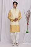 Buy_Ekam By Manish_White Semi Silk Moonga Printed Floral Nehru Jacket  _at_Aza_Fashions