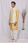 Ekam By Manish_White Semi Silk Moonga Printed Floral Nehru Jacket  _Online_at_Aza_Fashions