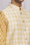 Ekam By Manish_White Semi Silk Moonga Printed Floral Nehru Jacket  _at_Aza_Fashions