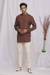 Buy_Ekam By Manish_Brown Plain Full Sleeve Shirt  _at_Aza_Fashions