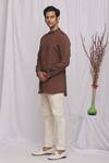 Ekam By Manish_Brown Plain Full Sleeve Shirt  _Online_at_Aza_Fashions