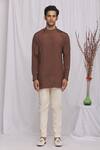 Shop_Ekam By Manish_Brown Plain Full Sleeve Shirt  _Online_at_Aza_Fashions