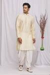 Buy_Ekam By Manish_White Semi Silk Moonga Floral Print Kurta Set_at_Aza_Fashions
