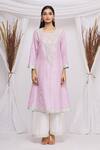 Buy_Ekta Singh_Purple Silk Embroidered Floral Round Dabka Kurta Set  _Online_at_Aza_Fashions