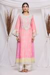 Buy_Ekta Singh_Pink Silk Embroidered Floral Round A-line Kurta Set  _Online_at_Aza_Fashions