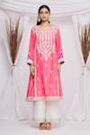 Buy_Ekta Singh_Pink Silk Embroidered Floral Motifs V Neck Kurta Set  _Online_at_Aza_Fashions