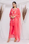 Buy_Ekta Singh_Pink Silk Embroidered Floral Motifs Round Hand Kurta Set  _at_Aza_Fashions