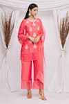 Ekta Singh_Pink Silk Embroidered Floral Motifs Round Hand Kurta Set  _Online_at_Aza_Fashions