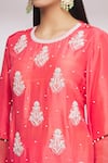 Ekta Singh_Pink Silk Embroidered Floral Motifs Round Hand Kurta Set  _at_Aza_Fashions