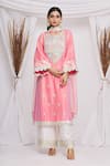 Ekta Singh_Pink Silk Embroidered Floral Motifs Round Kurta Set  _Online_at_Aza_Fashions