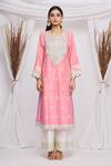 Buy_Ekta Singh_Pink Silk Embroidered Floral Motifs Round Kurta Set  _Online_at_Aza_Fashions