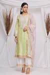 Buy_Ekta Singh_Green Silk Embroidered Floral Round Paisley Kurta Set  _at_Aza_Fashions