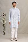 Shop_Ekam By Manish_White Cotton Printed Paisley Kurta  _Online_at_Aza_Fashions