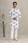 Buy_Ekam By Manish_White Cotton Printed Floral Kurta  _at_Aza_Fashions