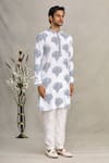 Ekam By Manish_White Cotton Printed Floral Kurta  _Online_at_Aza_Fashions