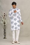 Buy_Ekam By Manish_White Cotton Printed Floral Kurta  _Online_at_Aza_Fashions