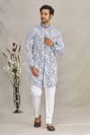 Buy_Ekam By Manish_White Cotton Printed Leaf Kurta  _Online_at_Aza_Fashions