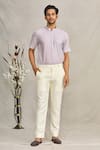 Shop_Ekam By Manish_White Cotton Plain Trouser  _at_Aza_Fashions