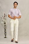 Ekam By Manish_White Cotton Plain Trouser  _Online_at_Aza_Fashions